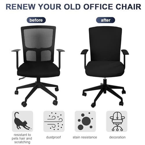 Tallew 4 Pcs Office Chair Covers Set Black - Seat, Back & Armrest Pads