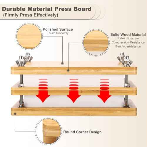 PATIKIL Wooden Book Press, 11.5x7.9Inch 3 Boards 2 Binding Layer Portable Bamboo Book Press Bookbinding Machine Tool Kits for Book Binding Supplies Handmade Paper Press, Wood