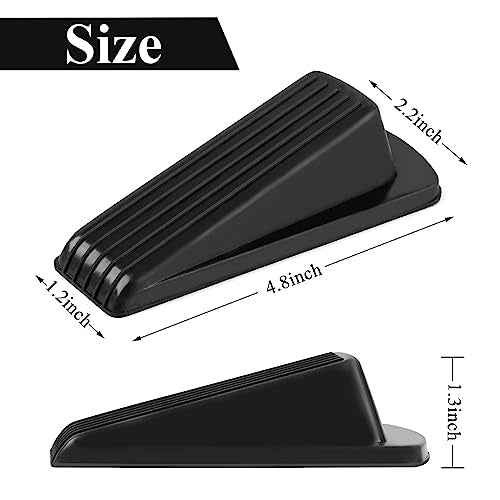 4 Pack Door Stoppers, Rubber for Bottom of Door, Rubber Door Stopper Wedge, Sturdy Stackable Door Stops for Floor