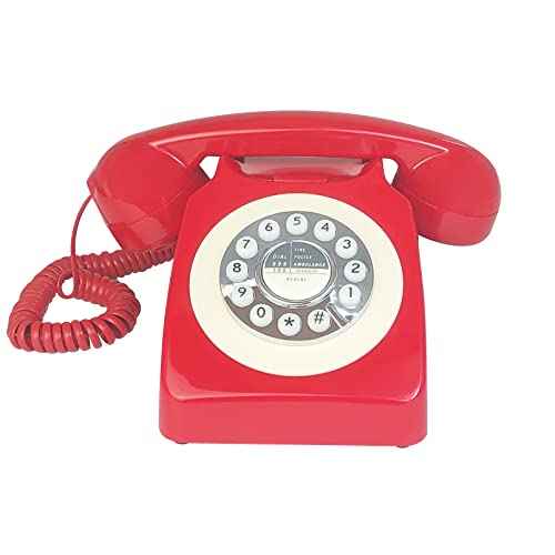 Corded Retro Phone, TelPal Red 80's Classic Telephone/Landline Phone/Wired Antique Telephone for Home/Office/Hotel