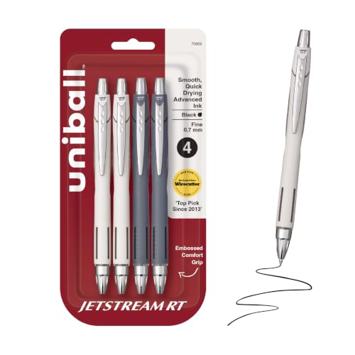 Uni-Ball Jetstream RT Ballpoint Pens 0.7mm Fine Point Black Ink Pack of 4 - Tide Edition