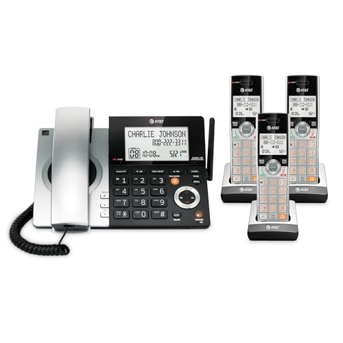 AT&T CL84307 Expandable Corded/Cordless Phone with 3 Handsets, Smart Call Blocker