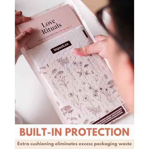 Bubble Mailers 10x13-25 Pack Biodegradable Shipping Bags for Clothes - Impack Self-Seal Protective Thick Mailing Envelope for Accessories & Clothing - Wildflower