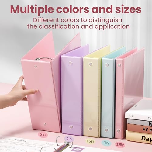 Pink 1 Inch 3-Ring Binder - Holds 175 Sheets, Clear View, PVC-Free, School & Office Use