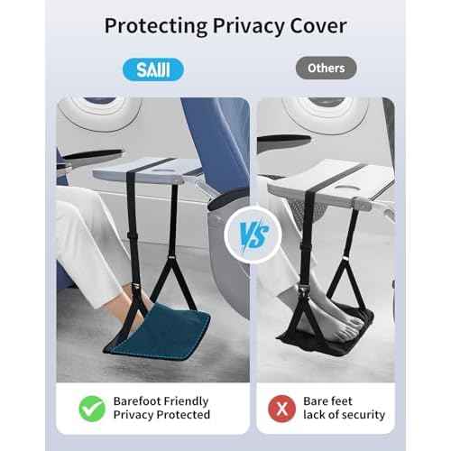 SAIJI Foot Hammock for Plane Travel, Upgraded Airplane Foot Hammock for No Feet or Leg Clashing, Portable Airplane Foot Rest with Warm & Privacy Cover, Long Flight Air Travel Essentials to Relax Feet
