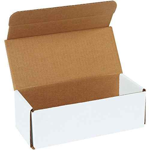 Boxes Fast BFM943 Corrugated Cardboard Mailers, 9" x 4" x 3", Tuck Top One-Piece, Die-Cut Shipping Cartons, Medium Mailing Boxes, 3" Height, 9" Length, 4" Width, White (Pack of 50)