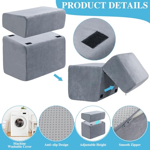 Royalay Under Desk Foot Rest with 3-Height Ergonomic Support, Grey 17x11x17in, Memory Foam