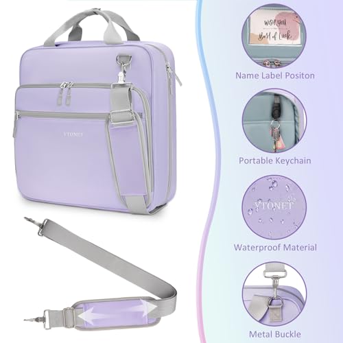 Ytonet Zipper Binder with Shoulder Strap, 3 Inch 3 Ring Binder with Zipper, 600 Sheets Large Capacity Waterproof School Binders Organizer for Girls Students Fit 15.6 Inch Laptop, Purple