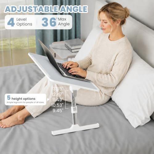 Gray Adjustable Foldable Lap Desk for Bed & Couch - XL Laptop Table