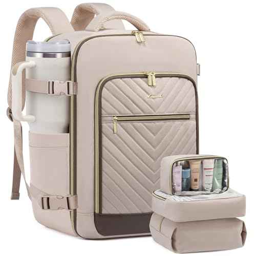 LOVEVOOK Travel Backpack For Women,40L Carry On Backpack Flight Approved,TSA Personal Item Travel Bag Fits 17 Inch Laptop,Business Weekender Overnight Daypack with 3 Packing Cubes