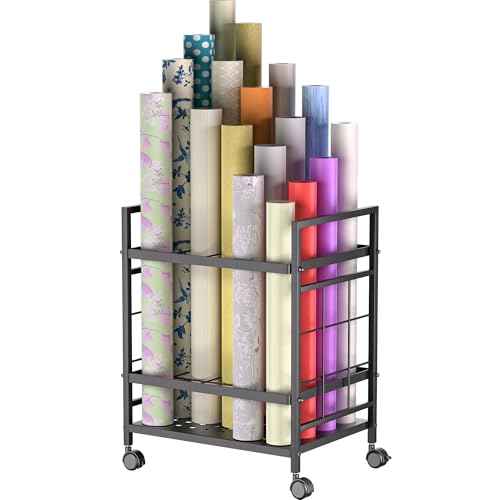 Blueprint Storage Rack, Blueprint Holder with Wheels, Used for Storing Blueprint/Carpet/Map/Poster/Architectural Construction Plan, 20 Slots(3.2" x 3.2"), Silent wheel for Home, Office, School(Black)