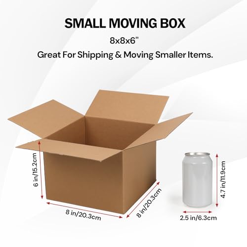 Rempry Brown 25 Pack 8x8x6 Shipping Boxes - Small Corrugated Cardboard for Mailing & Packaging