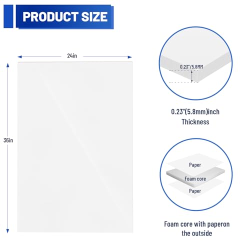 IN WHICH BAY White Foam Board 24x36in 3/16" (5mm) - 3 Pack for Crafts & Displays