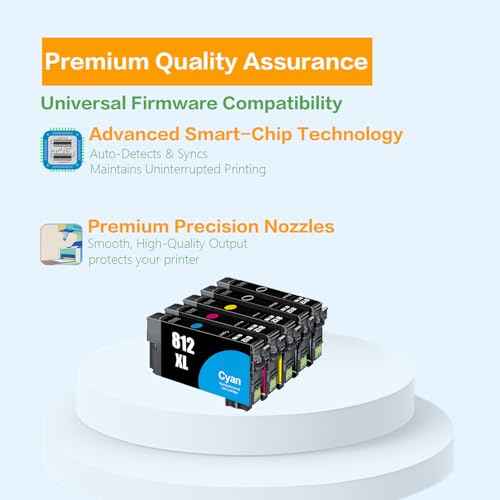 BeOne 812XL Ink Cartridges Combo Pack High Yield Remanufactured Replacement for 812xl Ink Cartridge Epson 812 812 XL Ink Cartridges for Epson WF-7840 WF-7820 WF-7310 EC-C7000 Printer (5 Pack)