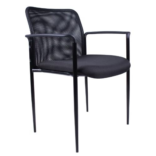 Boss Office Products Stackable Mesh Guest Chair in Black, 250 (B6909-BK)
