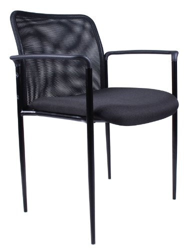 Boss Office Products Stackable Mesh Guest Chair in Black, 250 lbs – B6909-BK