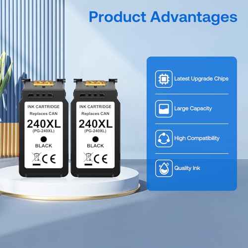 240XL Black Ink Cartridge Combo Pack Replacement Compatible for Canon PG-240XL for PIXMA TS5120 TS5100 MX472 MG3620 MG3600 MG3520 MG2120 MG3222 (2 Black)