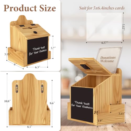 Pine Wood Suggestion & Donation Box with Lock & Slot - Customizable