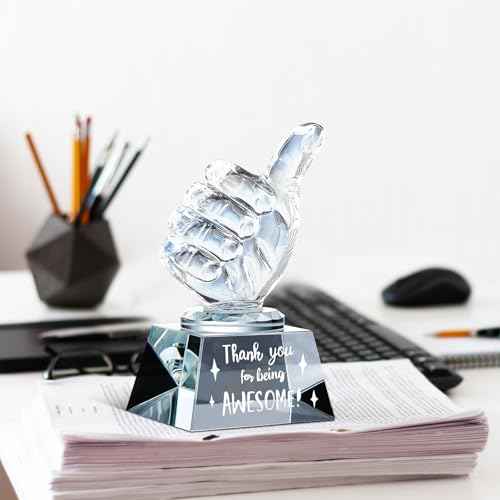 3 Pcs Employee Appreciation Gifts Crystal Awards with Thumbs up Business Gifts Thank You for Being Awesome Trophies for Coworkers Employee Teacher Women Men Office Colleague Christams