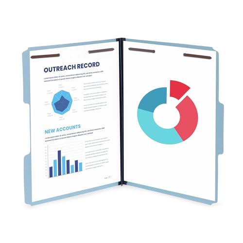 Blue Summit Pressboard File Folders, 1 Inch Expansion Pressboard Folders Letter Size, Light Blue ? 25 Pack