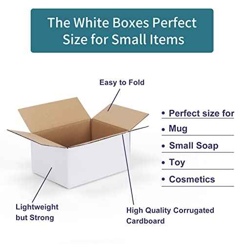 40 Pack Small Shipping Boxes 8x6x4 Inches, White Corrugated Cardboard Mailing Box for Shipping, Packing, Business