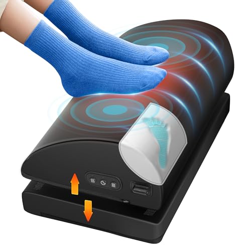 Foot Rest for Under Desk at Work, Heated Foot Stool with Vibration Massage, Adjustable Height Memory Foam Foot Stool,2 Heat Levels Ergonomic Desk Footrest