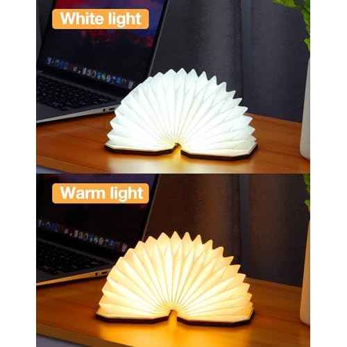 Originality Folding Accordion Lamp, Portable Wooden Desk Lamp, Japanese Gifts, Creative LED Paper Lantern with USB for Home Decoration(Walnut)