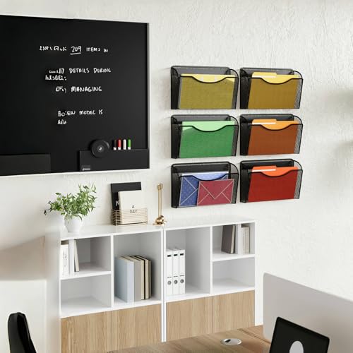 MINDEPOT Black Wall File Organizer 3 Pack - Hanging Office Document Holders