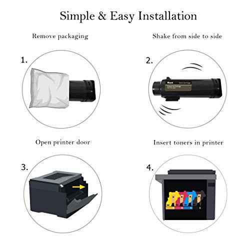 Cartlee Compatible Toner Cartridges Replacement for Xerox Phaser 6510 6510/dni 6510/dn 6510/n Workcentre 6515 6515/dni 6515/dn 6515/n High Yield Laser Printer Ink 1 Black, 1 Cyan, 1 Magenta, 1 Yellow
