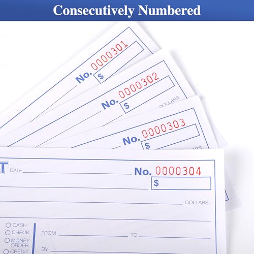 4-Pack Receipt Book with Carbon Copies, 2-Part Carbonless – 50 Sets Each