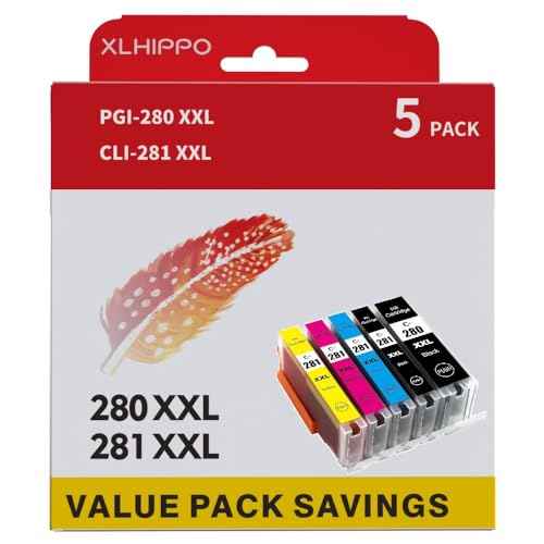 TR8620a Ink Cartridges PGI 280XXL CLI 281XXL Replacement for Canon 280 281 Ink cartridges Compatible for Pixma TS702A TR8600 TR8520 TR8620 TS9120 TR8622a TS9521C TS6320 TR8500 (5 Pack)