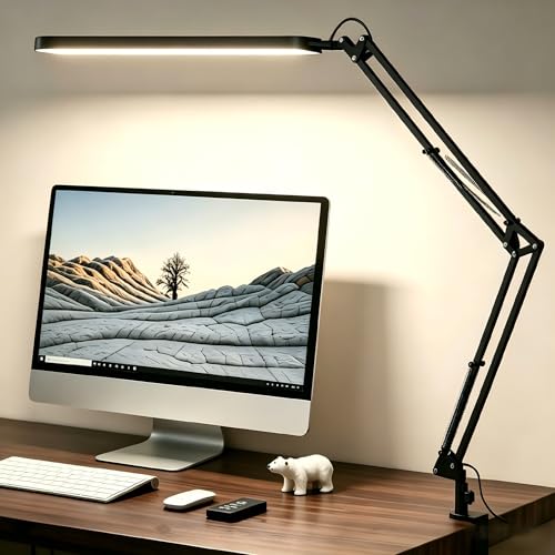 SKYLEO Black Adjustable Swing Arm Desk Lamp for Home Office & Study