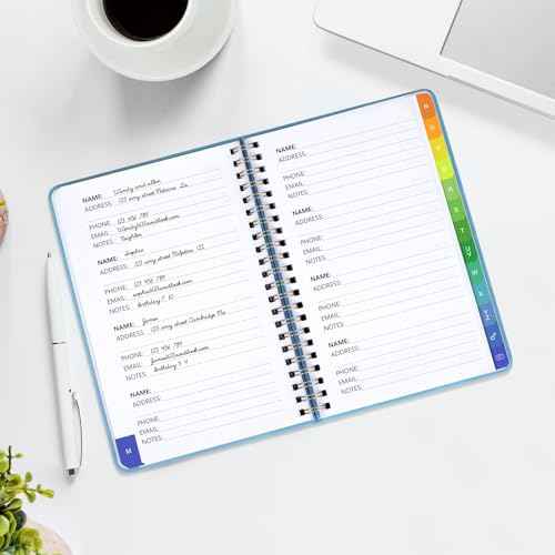 Address Book with Alphabetical Tabs-Address and Password Book for Seniors - Hardcover Spiral Bound Phone Book- Record Contacts,Website Login Passwords, Special Days -5.7" x 7.7", Blue