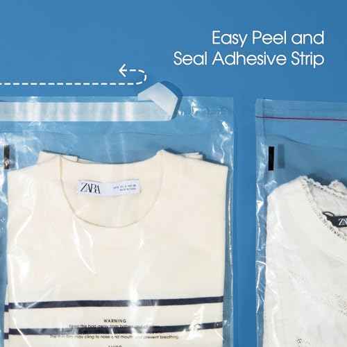 Spartan Industrial - 16" X 20" (200 Count) Self-Seal Clear Poly Bags With Suffocation Warning for Packaging, Blankets, Clothing - Permanent Adhesive