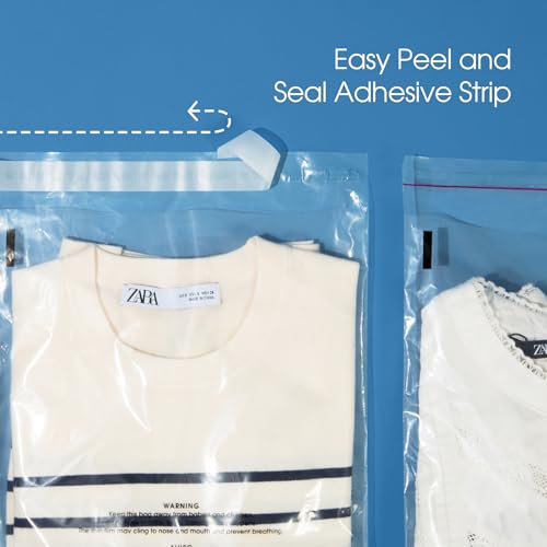 Spartan Industrial - 20" X 24" (100 Count) Self-Seal Clear Poly Bags With Suffocation Warning for Packaging, Bedding, Costumes - Permanent Adhesive