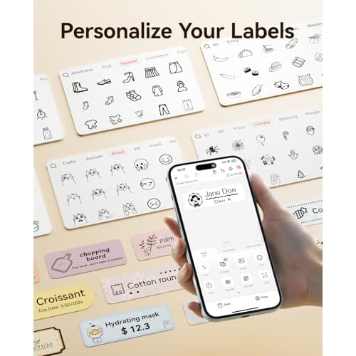 NIIMBOT Label Maker Machine Bluetooth Label Printer for School Home Office Organization, Wireless Mini Labeler D110 Upgraded Version, Label Machine with Label, White