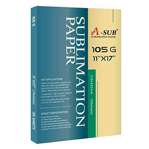 A-SUB Sublimation Paper- 150 Sheets Heat Transfer Paper 11x17 inch Compatible with Inkjet Sublimation Printer 105g