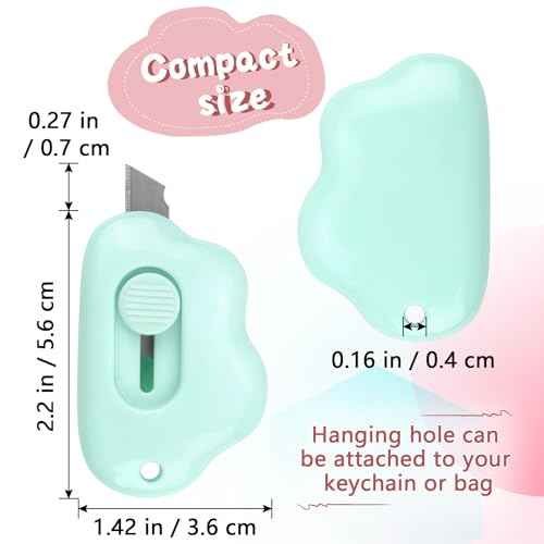 Tamaki Box Cutters Cloud Letter Opener Envelope Slitter, Cloud Shaped Carton Portable Cutter with Key Chain Hole, 4 Pack