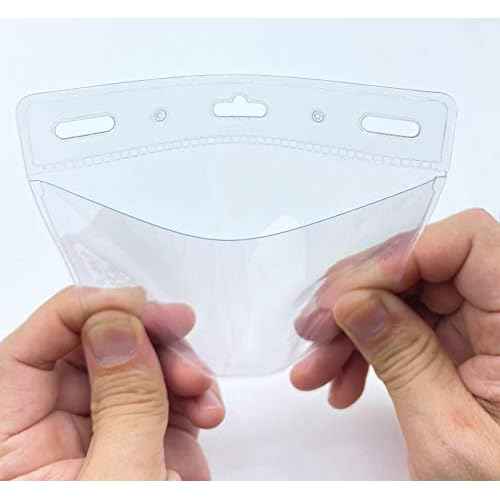 250 Pack - WTQ Zipperless Badge Holders (Fits 4x3in Inserts), Horizontal, Non-sealable, Quick Open Vinyl Pouch for Name Badge, Clear Plastic Sleeve for Tickets, Sports Cards