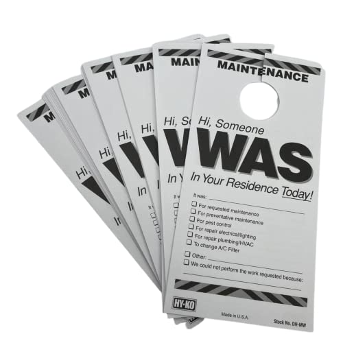 HY-KO PRODUCTS DH-MW 7 in. x 3-1/2 in. Paper Reversible Maintenance Door Hang Tag Black Pack of 50