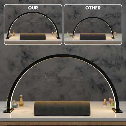 Large Half Moon Light for Nail Desk, 30" 48W Professionals Led Light, Desk Lamp for Lash Eyelash Extension,Makeup Desk lamp,Color Temperature 2700K-6000K, Salon&Home(Black Diamond)