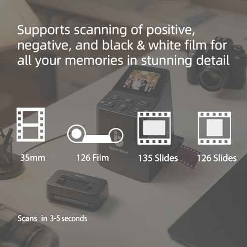 BEONEGLOBAL ClearScan MINI Film Scanner 16MP Slide & Film Scanner, Converts 35mm/135/126 Film & Slides to Digital Photos, Easy-to-Use Film Digitizer£¬2.31" LCD Screen