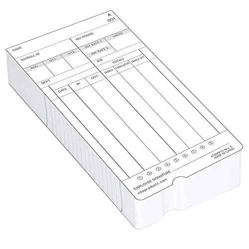 Nile Products - Authorized Time Cards for Nile Products 4500PP Compatible [ 4500PP10 ] Electronic Time Clock, Double Sided Time Sheets (3.37 x 7.37 Inches) - 100 Time Cards Per Package
