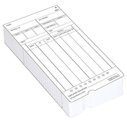 100pk Compatible Time Cards for Nile Products 4500PP Electronic Time Clock - Double-Sided, 3.37 x 7.37 Inches