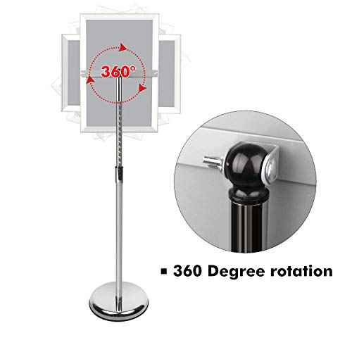 YIYO Adjustable Pedestal Poster Sign Stand,8.5 x 11 Advertising Business Menu Sign Holder for Floor Standing with Aluminum Snap-Open Reusable Frame,Black (8.5 x 11)
