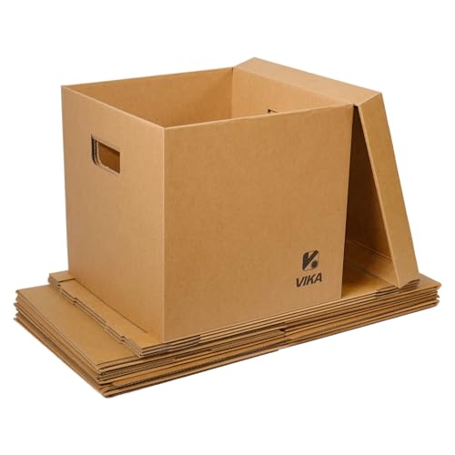 Vinyl Record Storage Box & Moving Box ? Sturdy Cardboard with Removable Lids and Handles, Holds 60 Records/Laser Discs Each - Set of 4 Boxes