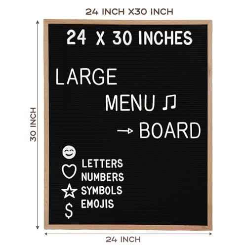 Large Felt Letter Board 24x30 Inch with 748 letters, Large Menu Board Letter, Felt Board Large Message Board, Changeable Letter Board Large Black Letter Board Sign Restaurant, Office, Oak Frame Letterboard