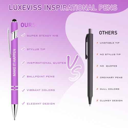 50 Pcs Inspirational Pens Bulk - Motivational Ink Ballpoint Pen with Quotes Stylus Tip Nurse Gifts for School Coworkers Office Supplies Black Ink