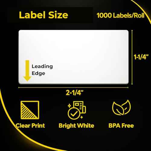 2.25" x 1.25" Direct Thermal Barcode Labels - 12 Rolls 1000 Label/Roll White Perforated Multipurpose Labels, 12000 Self Adhesive Mailing Label Compatible with Zebra, Rollo, MUNBYN