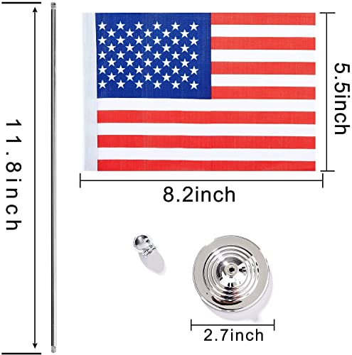 USA Flag Desk Flags 2 Pack with Stand Small Mini Table Decorations